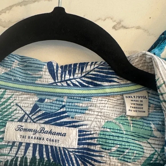 Tommy Bahama Blue & Green Palm-Print Camp Shirt 3XLT/3TGL - Picture 2 of 5